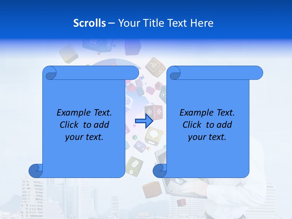 A Man Holding A Laptop Computer In His Hands PowerPoint Template