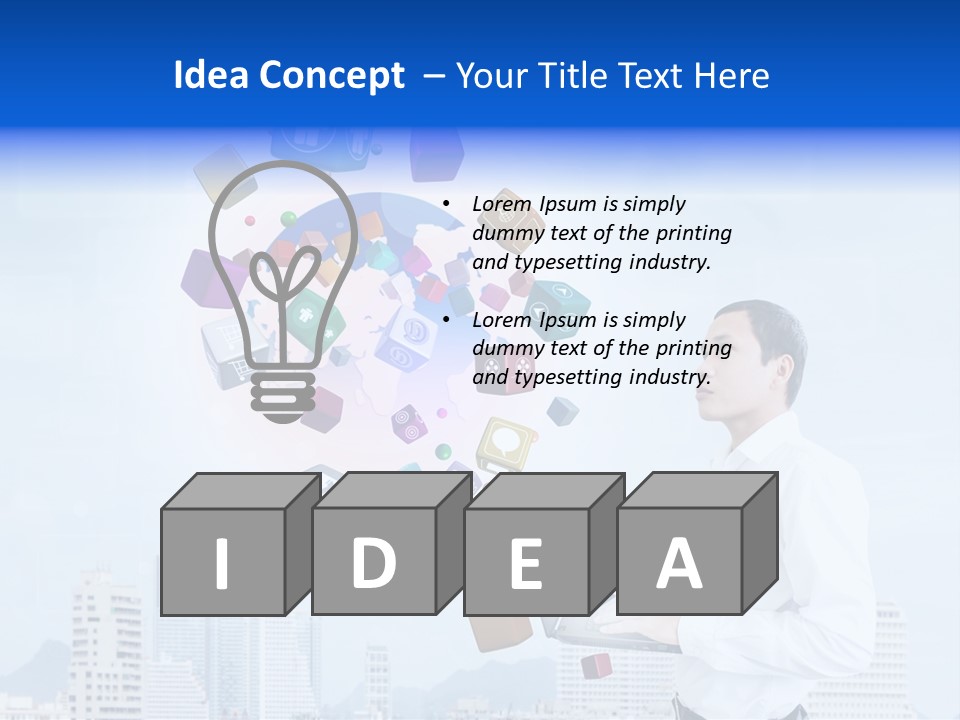 A Man Holding A Laptop Computer In His Hands PowerPoint Template