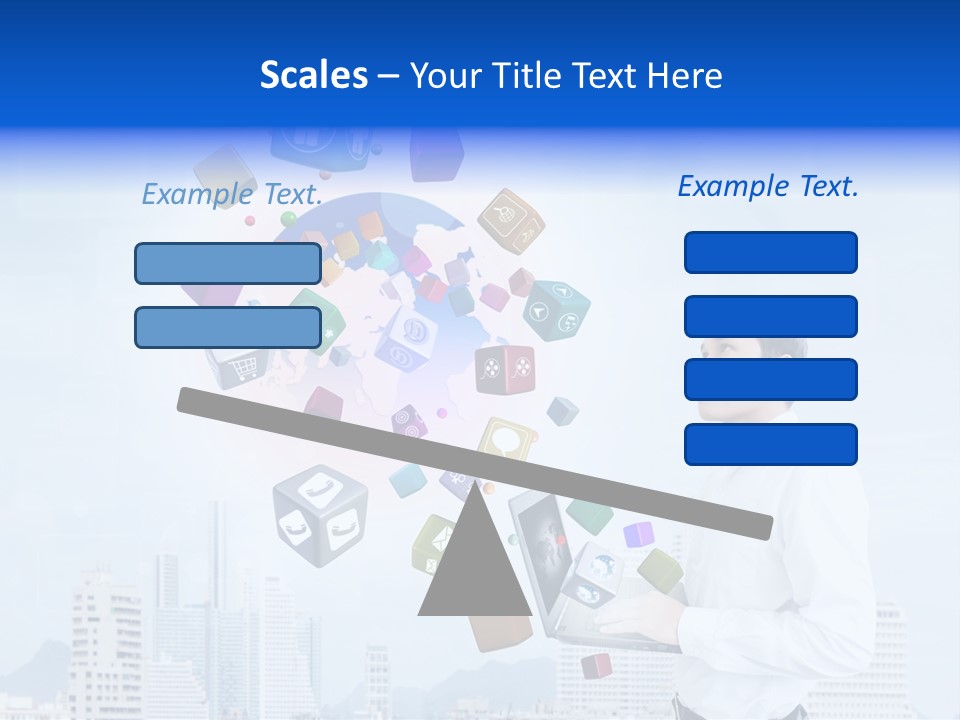 A Man Holding A Laptop Computer In His Hands PowerPoint Template