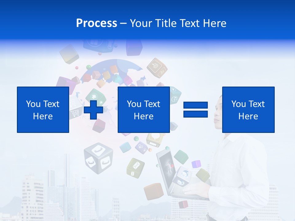A Man Holding A Laptop Computer In His Hands PowerPoint Template