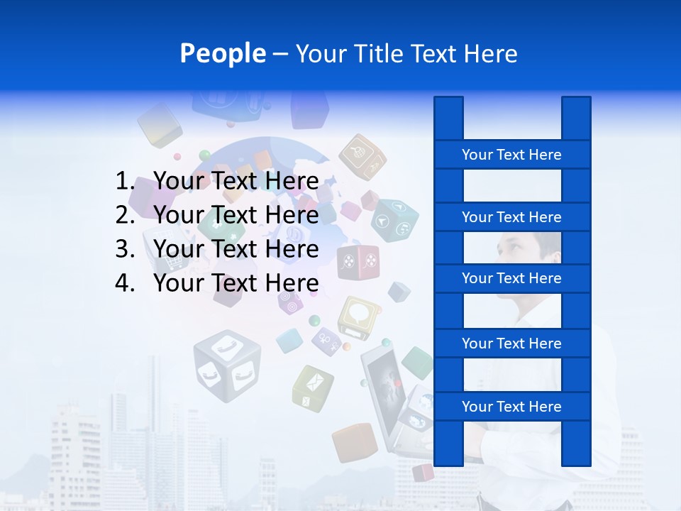 A Man Holding A Laptop Computer In His Hands PowerPoint Template
