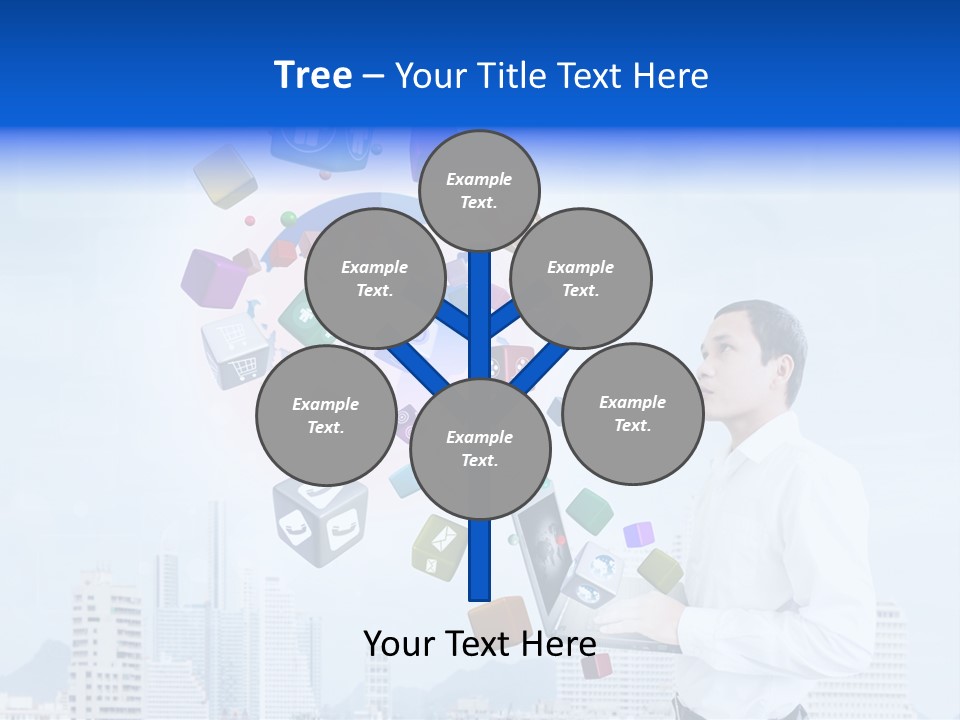 A Man Holding A Laptop Computer In His Hands PowerPoint Template