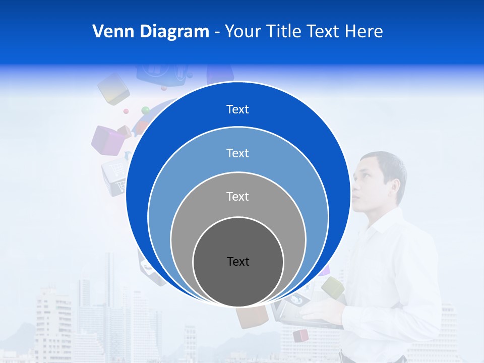 A Man Holding A Laptop Computer In His Hands PowerPoint Template