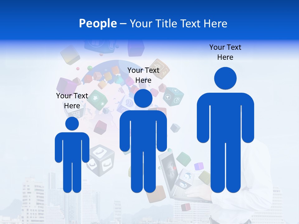 A Man Holding A Laptop Computer In His Hands PowerPoint Template