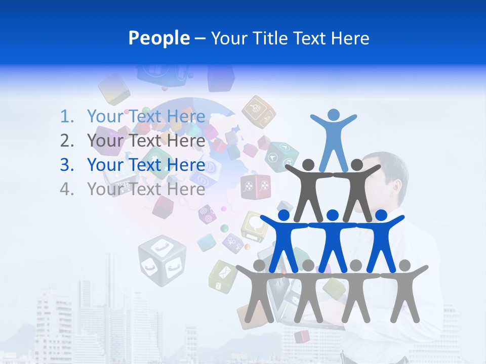 A Man Holding A Laptop Computer In His Hands PowerPoint Template