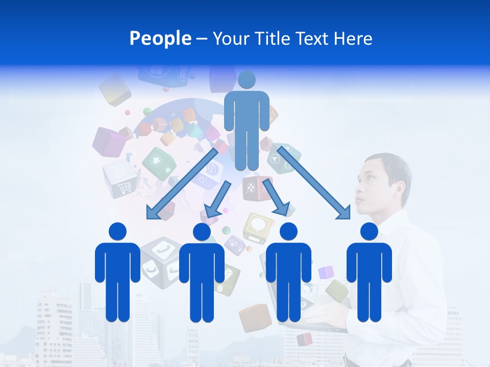 A Man Holding A Laptop Computer In His Hands PowerPoint Template