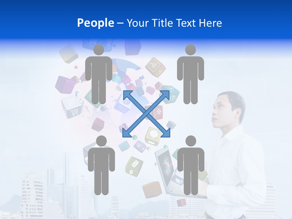 A Man Holding A Laptop Computer In His Hands PowerPoint Template