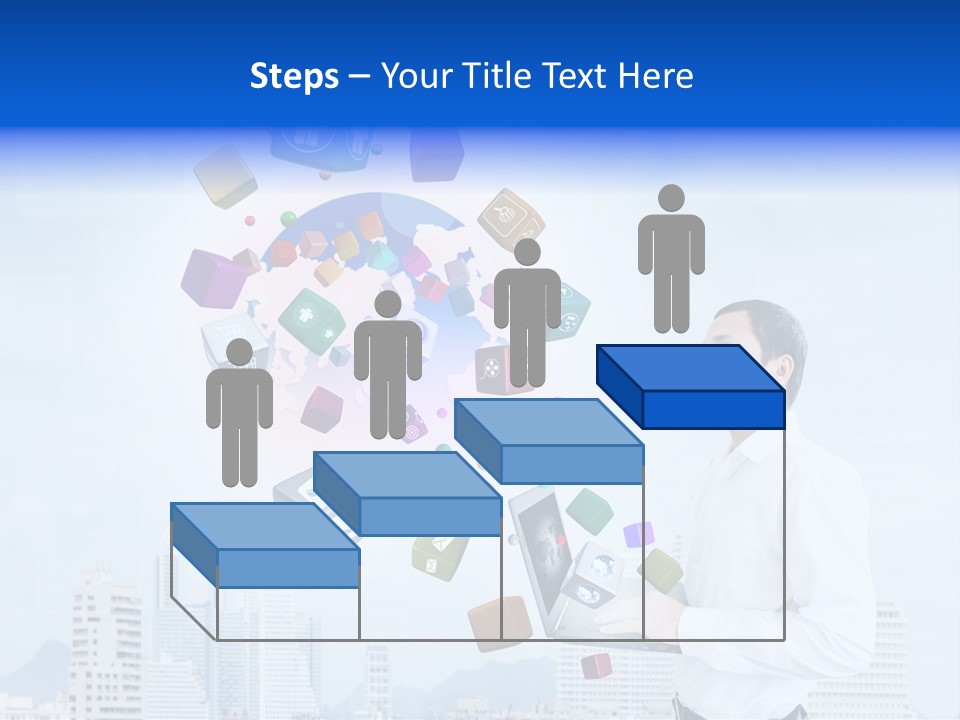 A Man Holding A Laptop Computer In His Hands PowerPoint Template