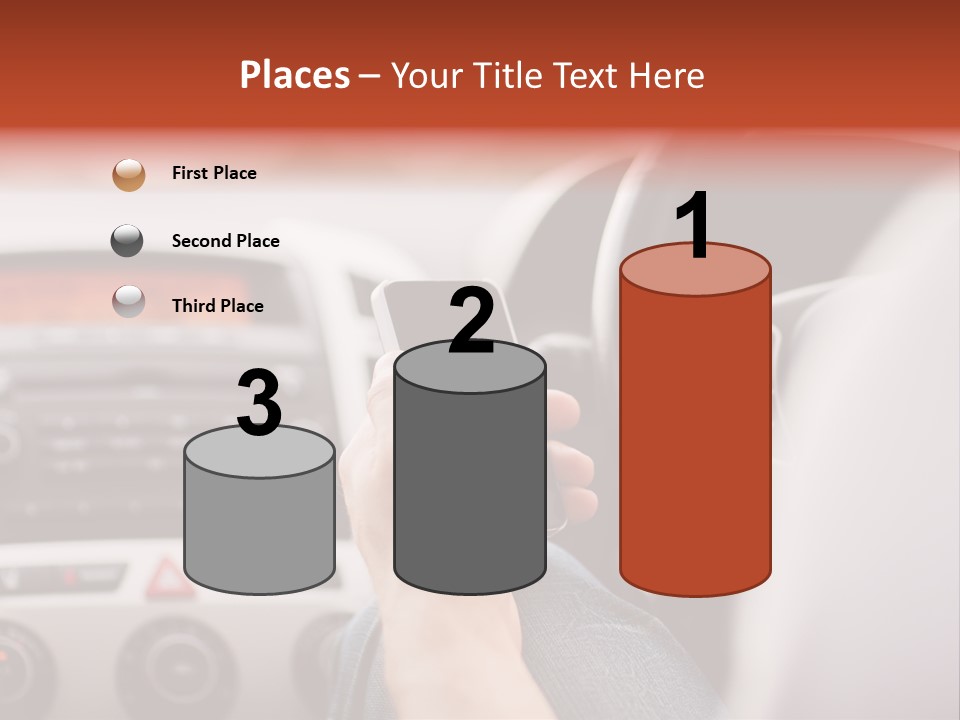 A Person Holding A Cell Phone While Driving A Car PowerPoint Template