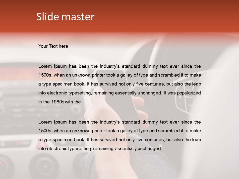 A Person Holding A Cell Phone While Driving A Car PowerPoint Template