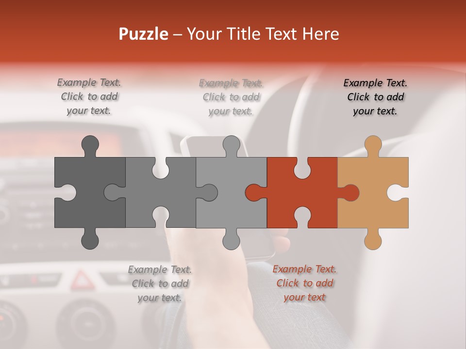 A Person Holding A Cell Phone While Driving A Car PowerPoint Template