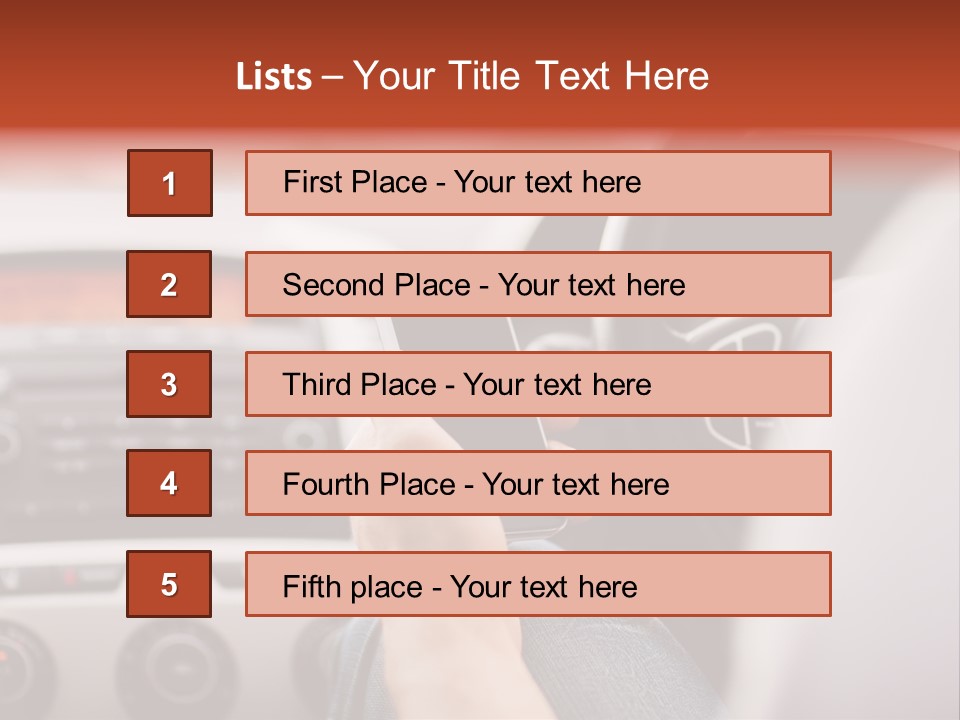 A Person Holding A Cell Phone While Driving A Car PowerPoint Template