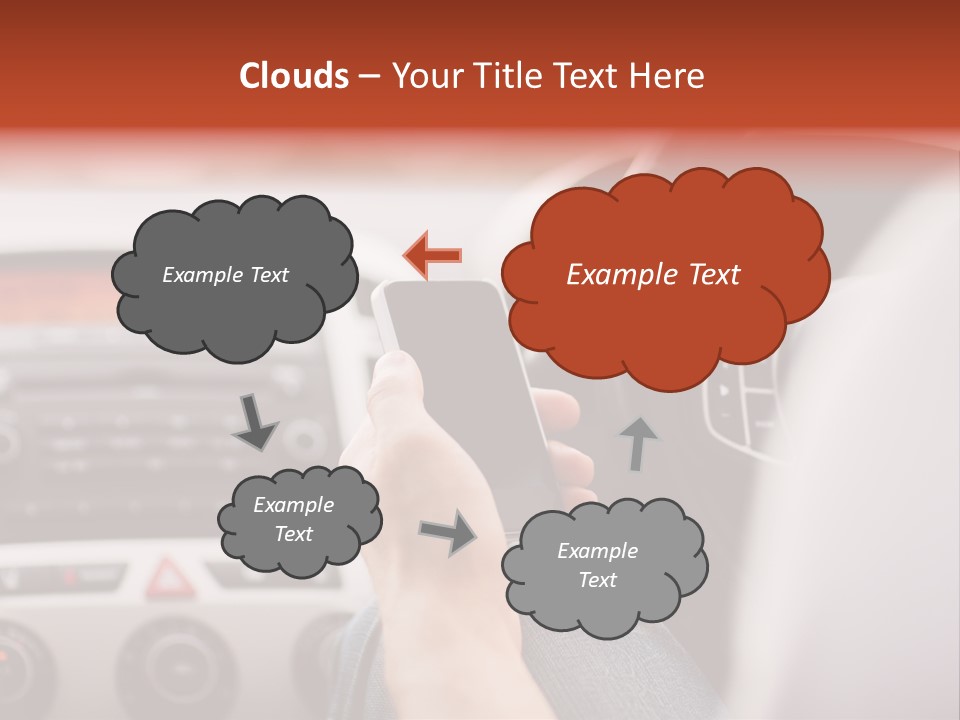 A Person Holding A Cell Phone While Driving A Car PowerPoint Template