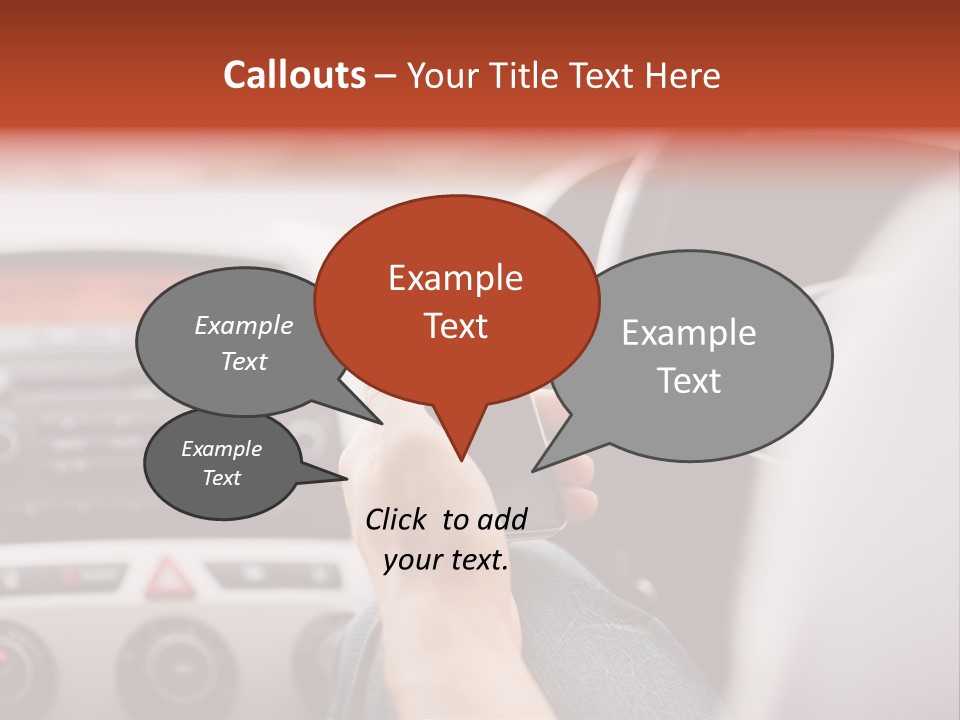 A Person Holding A Cell Phone While Driving A Car PowerPoint Template