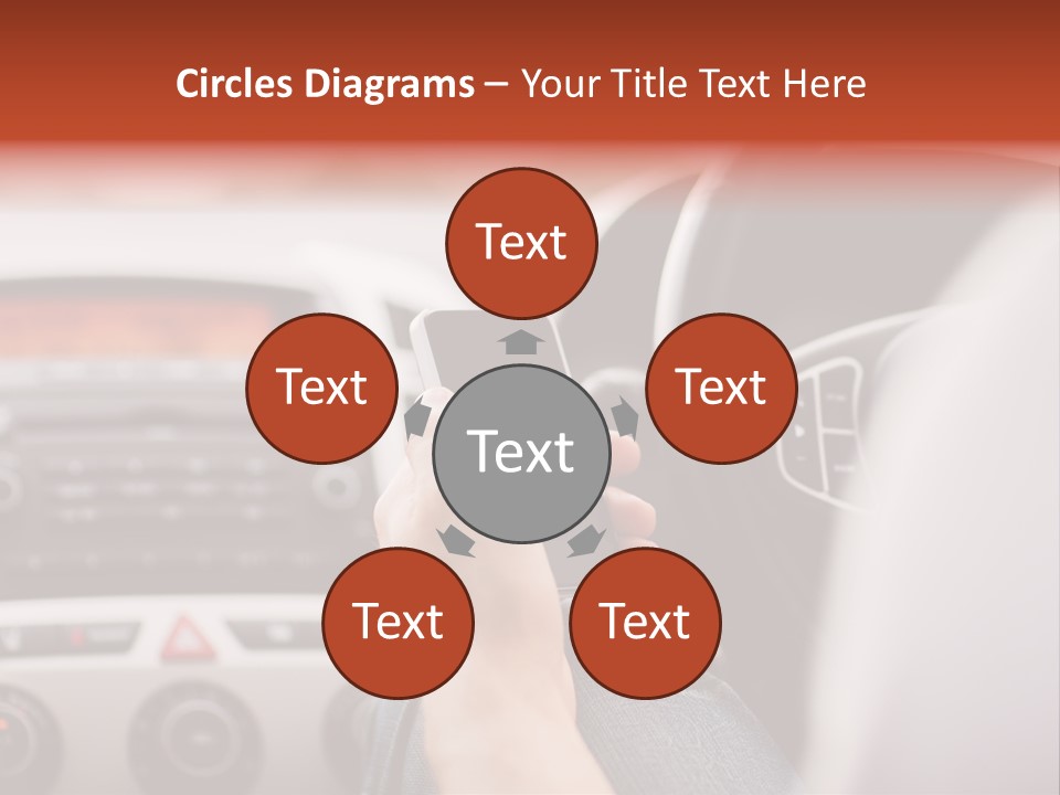 A Person Holding A Cell Phone While Driving A Car PowerPoint Template