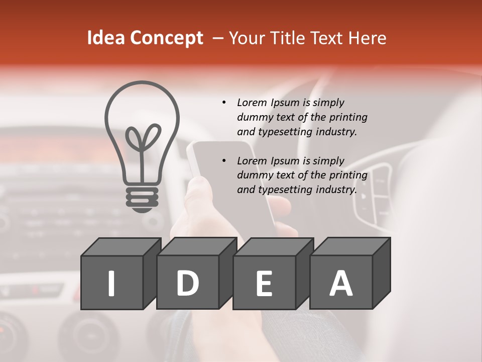 A Person Holding A Cell Phone While Driving A Car PowerPoint Template