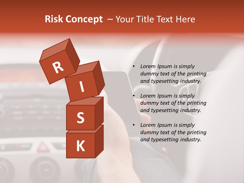 A Person Holding A Cell Phone While Driving A Car PowerPoint Template