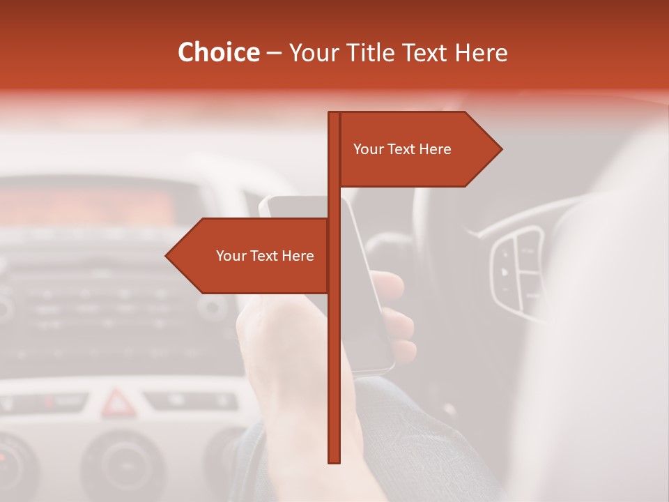 A Person Holding A Cell Phone While Driving A Car PowerPoint Template