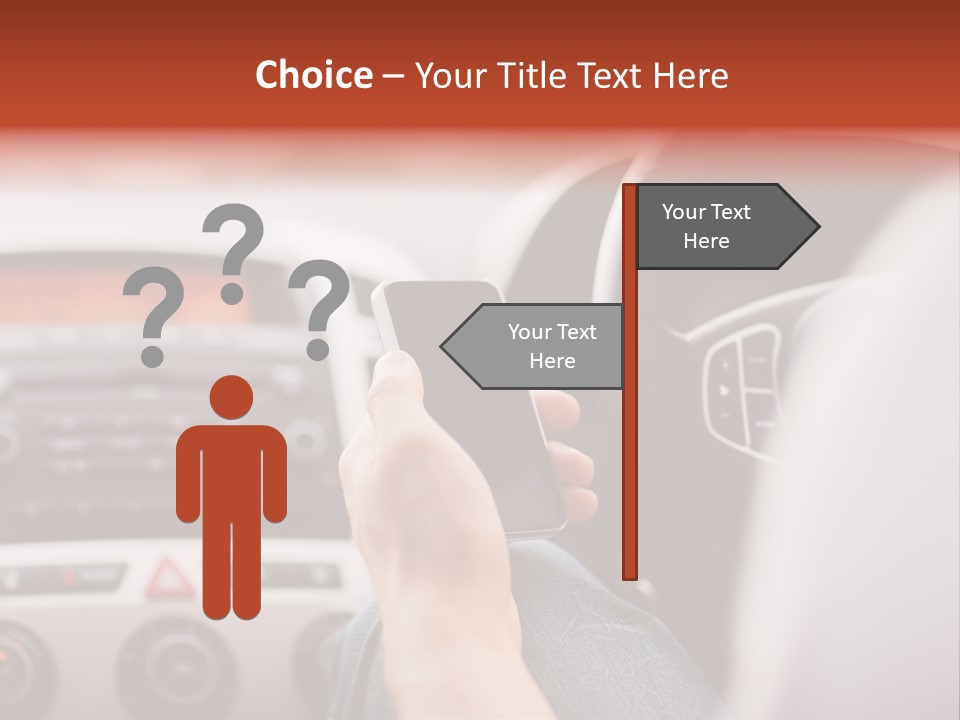 A Person Holding A Cell Phone While Driving A Car PowerPoint Template