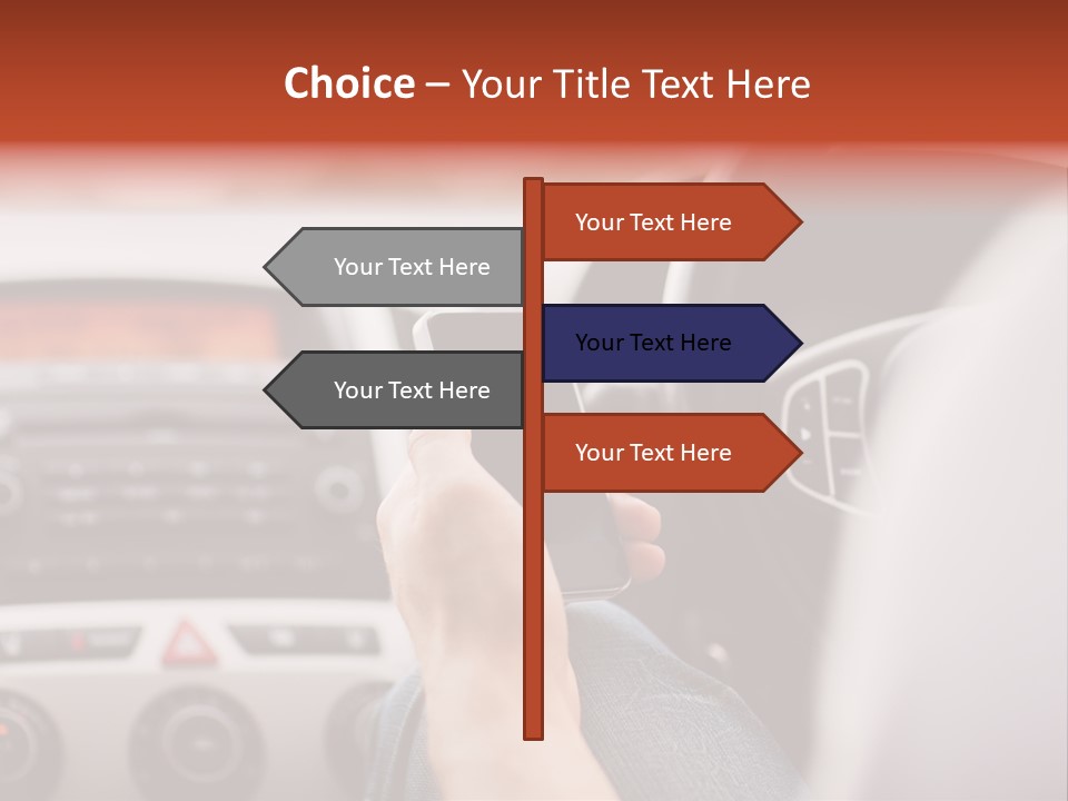 A Person Holding A Cell Phone While Driving A Car PowerPoint Template