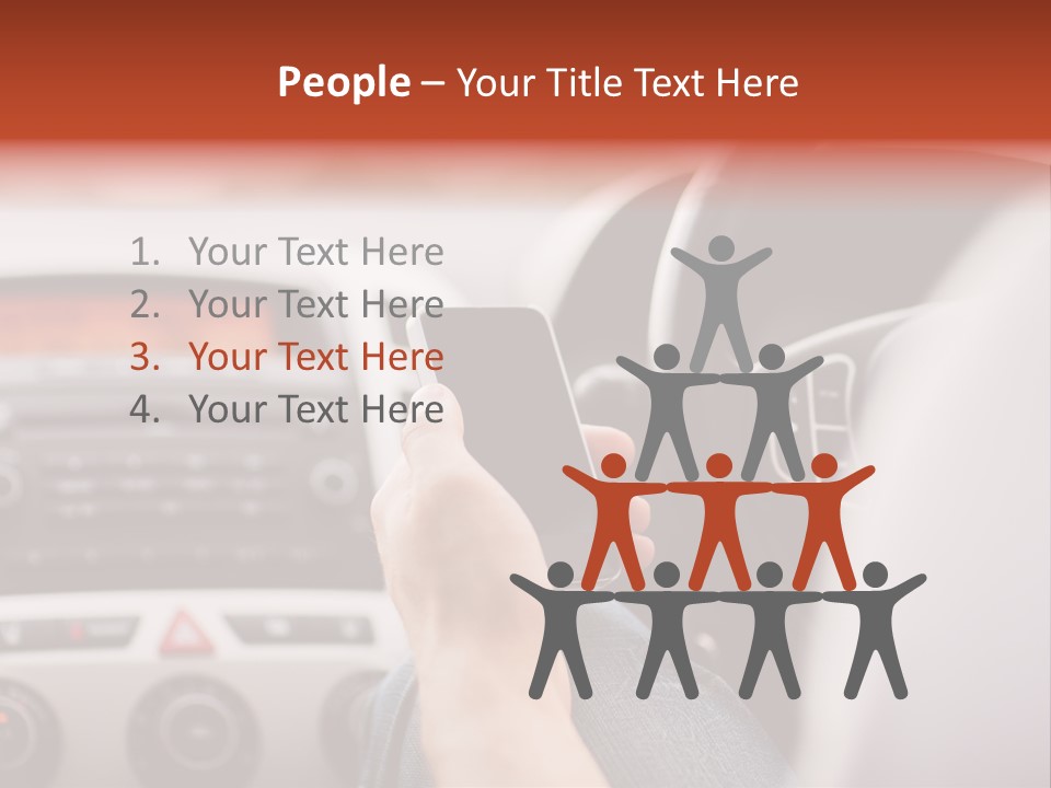 A Person Holding A Cell Phone While Driving A Car PowerPoint Template