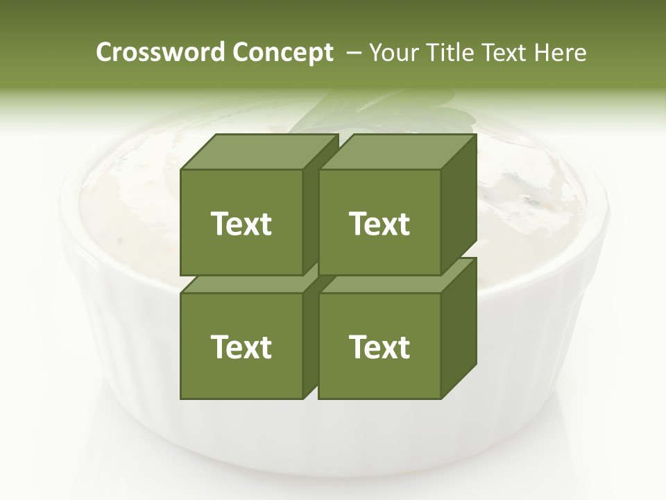 A White Bowl With A Green Leaf On Top Of It PowerPoint Template