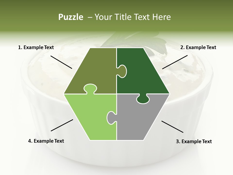 A White Bowl With A Green Leaf On Top Of It PowerPoint Template