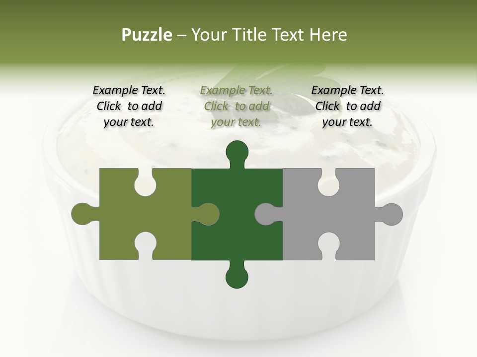 A White Bowl With A Green Leaf On Top Of It PowerPoint Template