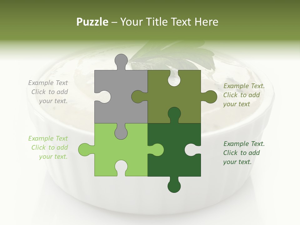 A White Bowl With A Green Leaf On Top Of It PowerPoint Template