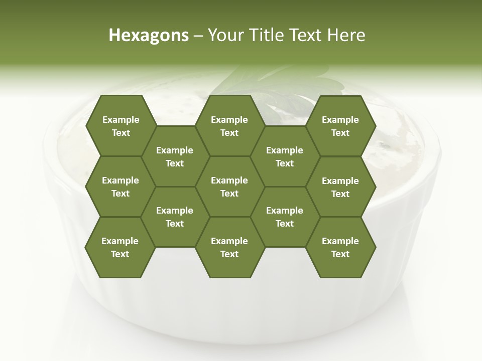 A White Bowl With A Green Leaf On Top Of It PowerPoint Template