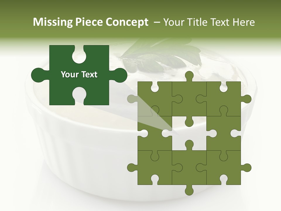 A White Bowl With A Green Leaf On Top Of It PowerPoint Template