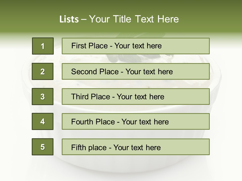 A White Bowl With A Green Leaf On Top Of It PowerPoint Template