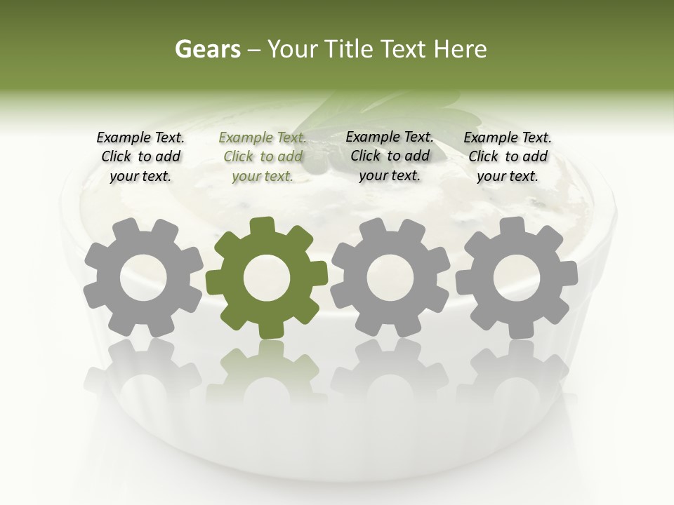 A White Bowl With A Green Leaf On Top Of It PowerPoint Template