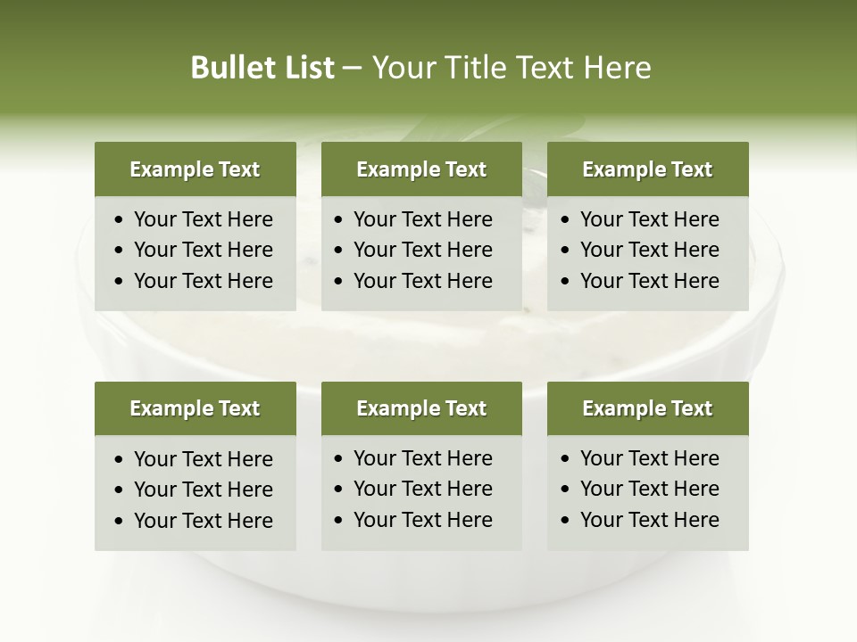 A White Bowl With A Green Leaf On Top Of It PowerPoint Template