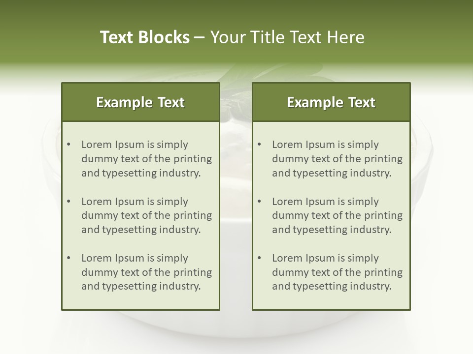A White Bowl With A Green Leaf On Top Of It PowerPoint Template
