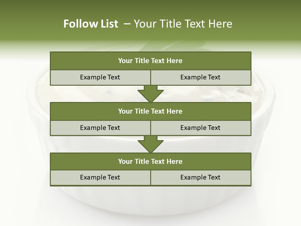 A White Bowl With A Green Leaf On Top Of It PowerPoint Template