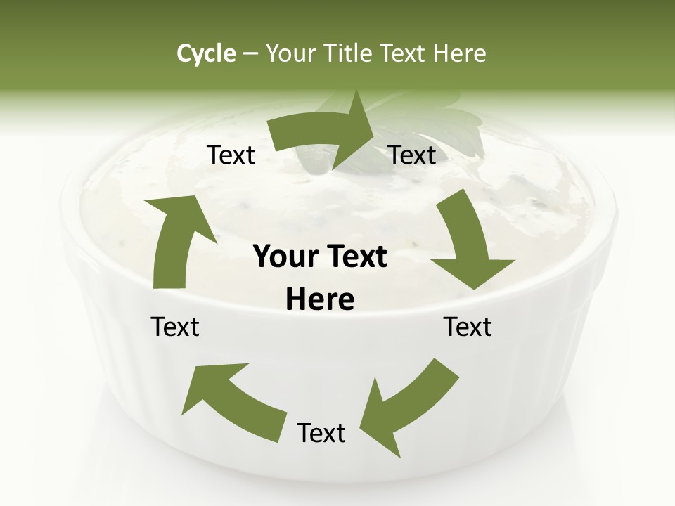 A White Bowl With A Green Leaf On Top Of It PowerPoint Template