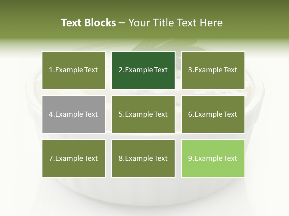 A White Bowl With A Green Leaf On Top Of It PowerPoint Template