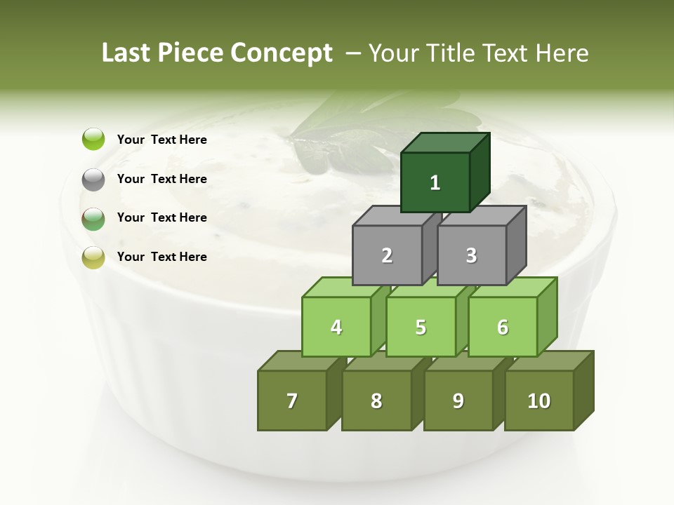 A White Bowl With A Green Leaf On Top Of It PowerPoint Template