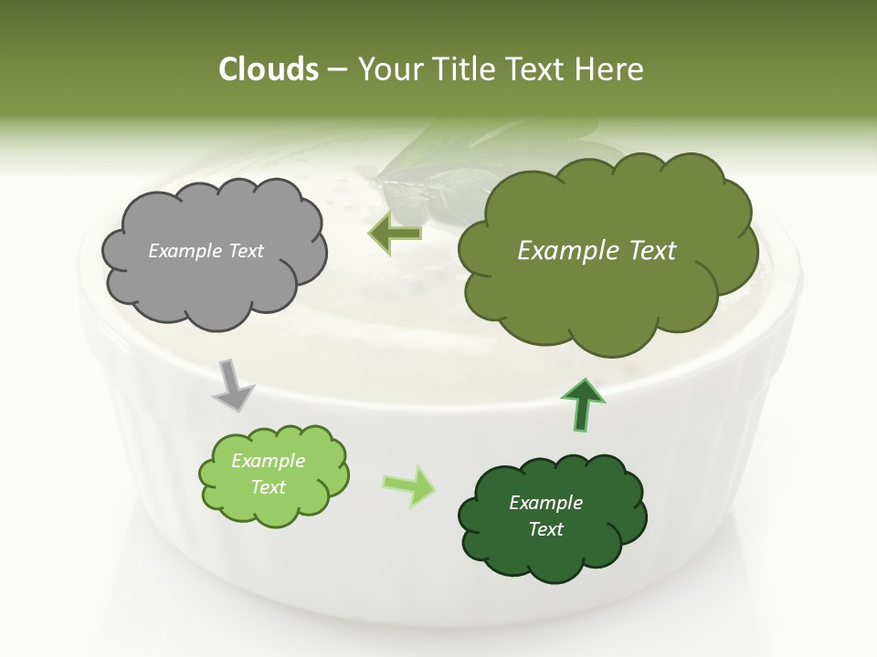 A White Bowl With A Green Leaf On Top Of It PowerPoint Template
