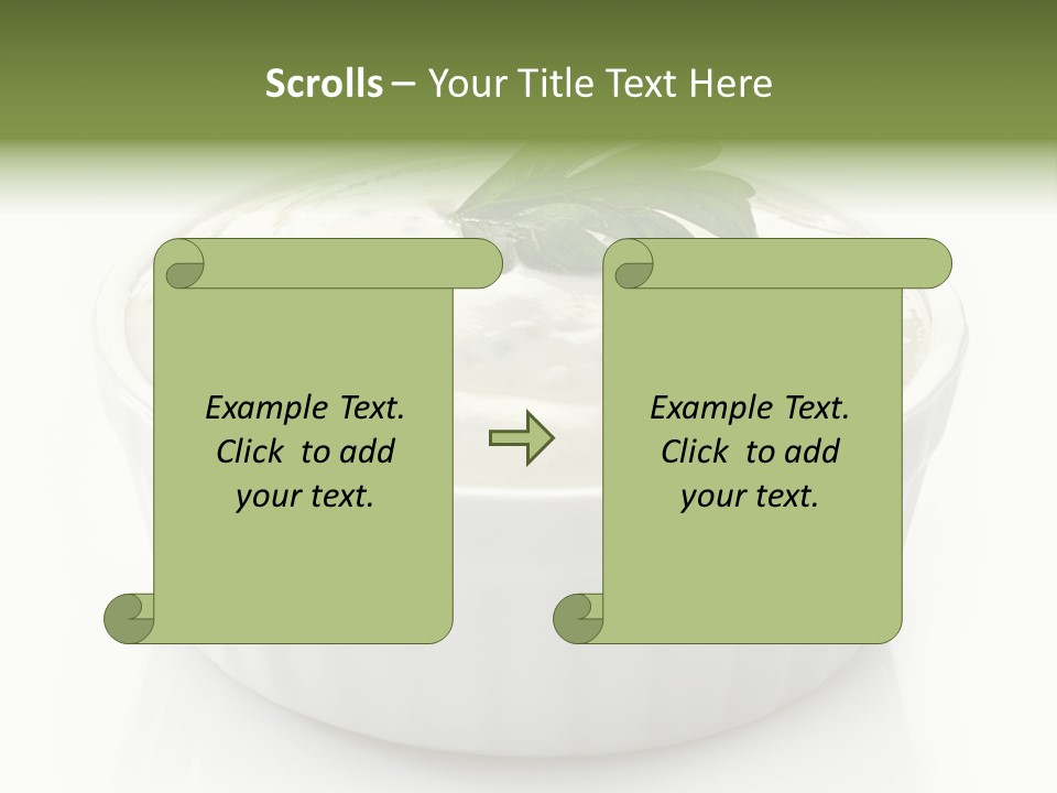 A White Bowl With A Green Leaf On Top Of It PowerPoint Template