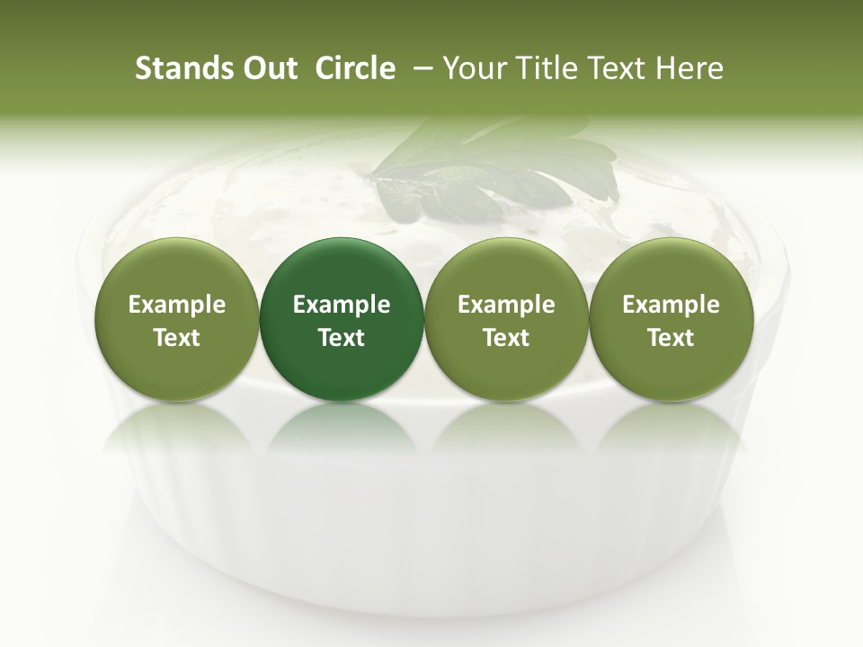 A White Bowl With A Green Leaf On Top Of It PowerPoint Template