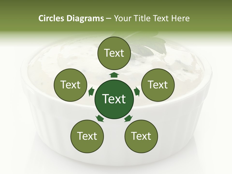 A White Bowl With A Green Leaf On Top Of It PowerPoint Template