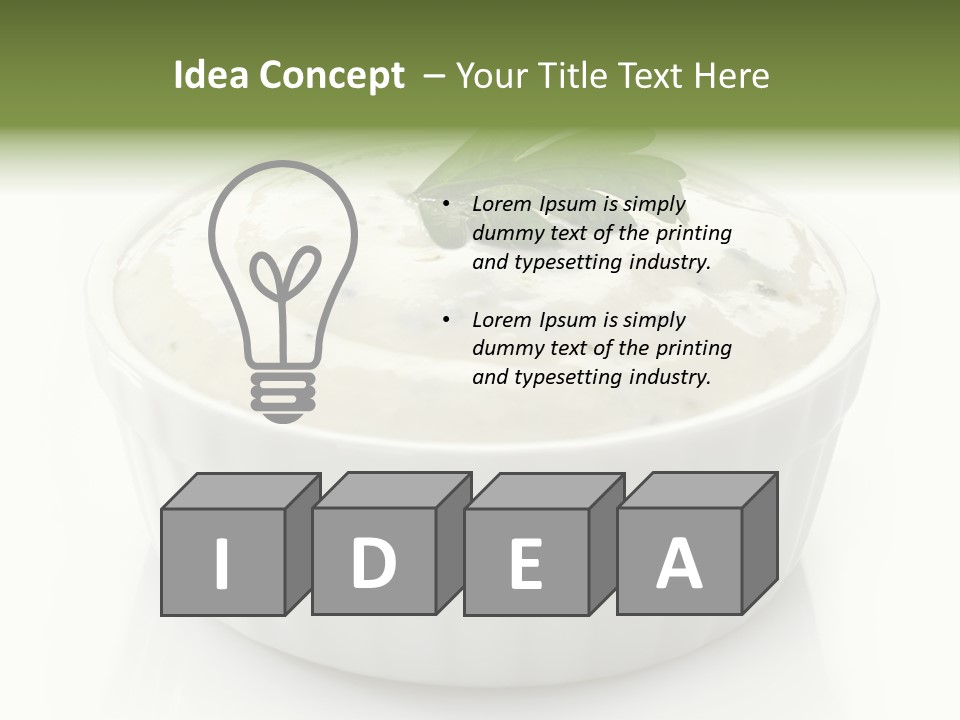 A White Bowl With A Green Leaf On Top Of It PowerPoint Template