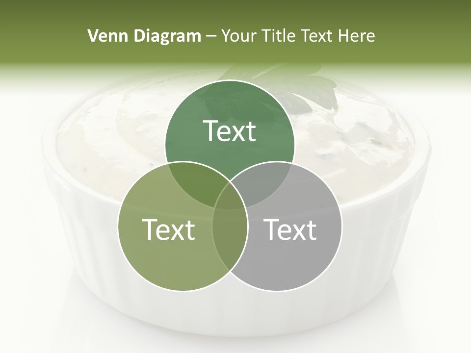 A White Bowl With A Green Leaf On Top Of It PowerPoint Template