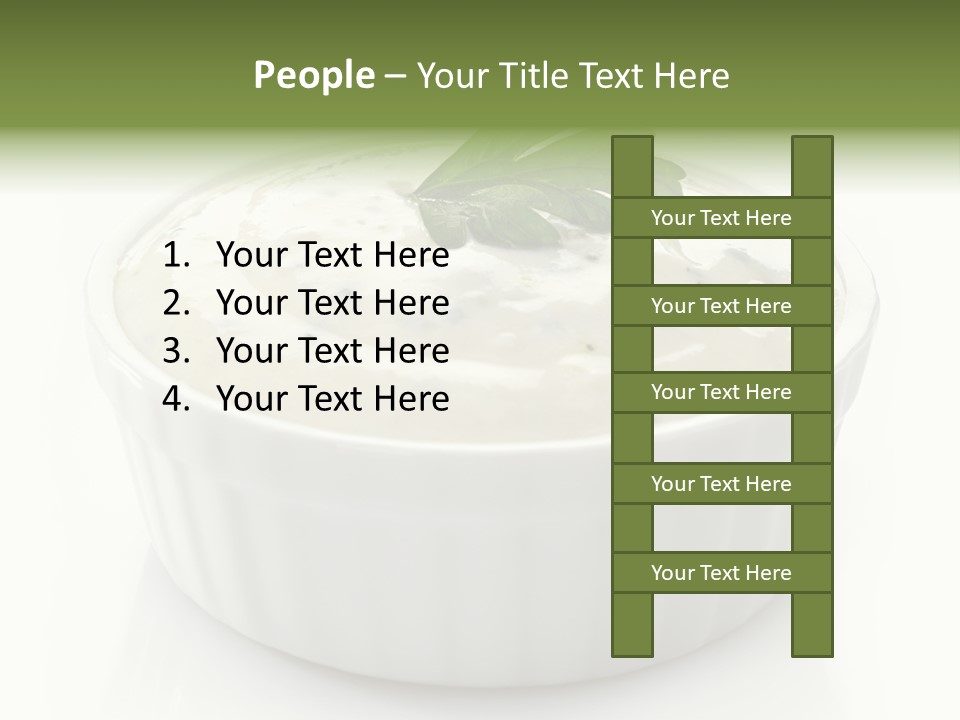 A White Bowl With A Green Leaf On Top Of It PowerPoint Template