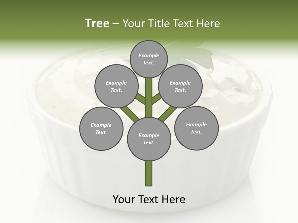 A White Bowl With A Green Leaf On Top Of It PowerPoint Template