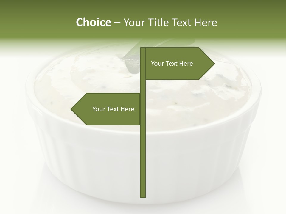 A White Bowl With A Green Leaf On Top Of It PowerPoint Template