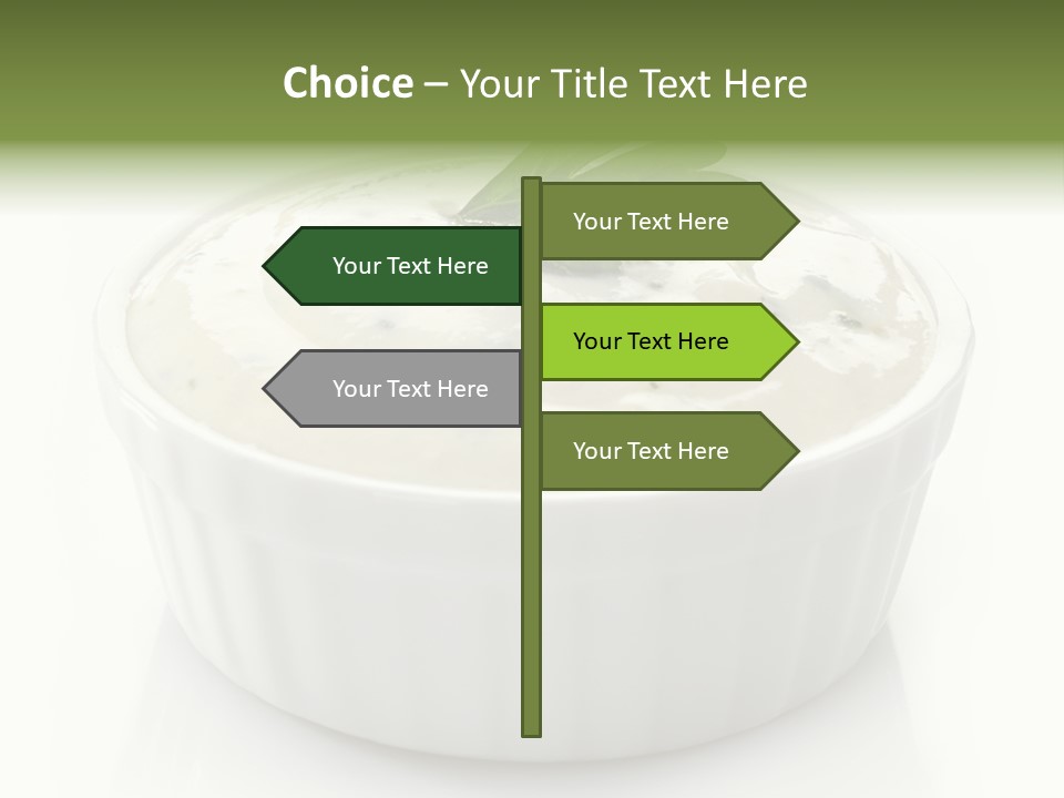 A White Bowl With A Green Leaf On Top Of It PowerPoint Template