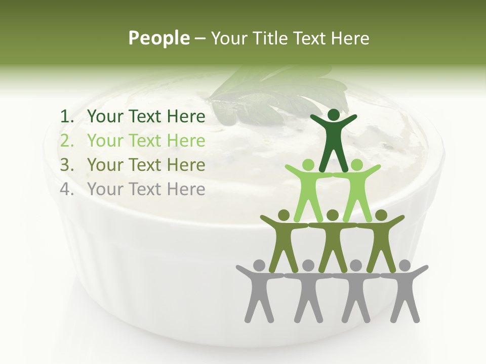 A White Bowl With A Green Leaf On Top Of It PowerPoint Template